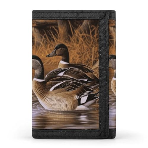 HJKBCV Mallard Ducks Trifold Wallet Credit Card Purse Portable Outdoor Sports Wallets Pocket Coin Wallet with ID Window for Men Women, style, One Size, Stil:, Einheitsgröße von HJKBCV