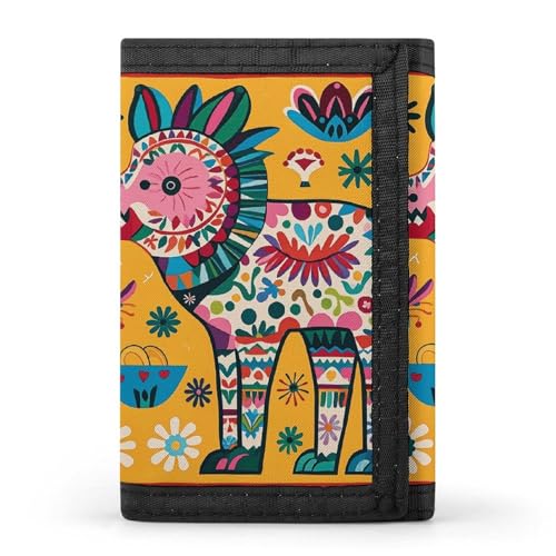 HJKBCV Mexikanische Geldbörse mit Tiermotiv, dreifach gefaltet, Kreditkarten-Geldbörse, tragbar, Outdoor-Sport, Geldbörse, Münzgeldbörse mit Ausweisfenster, für Männer und Frauen, Stil, Einheitsgröße, von HJKBCV
