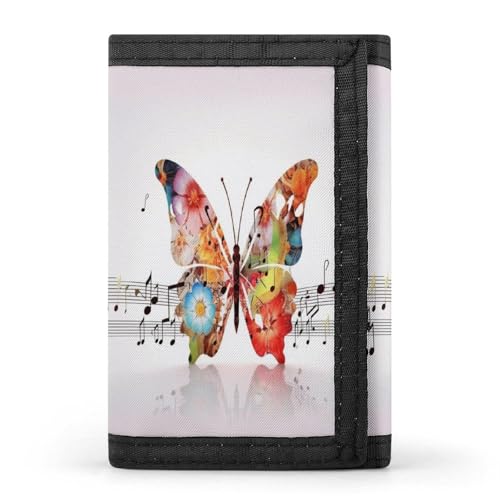 HJKBCV Musik-Schmetterling-Geldbörse, dreifach gefaltet, Kreditkarten-Geldbörse, tragbar, Outdoor-Sport, Geldbörse, Münzgeldbörse mit Ausweisfenster, für Männer und Frauen, Stil, Einheitsgröße, Stil:, von HJKBCV