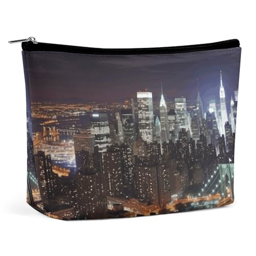 HJKBCV New York Night Reise-Make-up-Tasche, Mini-Tasche, Kosmetiktasche für Damen, tragbar, Handtaschenverschluss, Organizer, Make-up-Kulturbeutel, Stil, Einheitsgröße, Stil:, Einheitsgröße HJKBCV New York Night Reise-Make-up-Tasche, Mini-Tasche, Kosmetiktasche für Damen, tragbar, Handtaschenverschluss, Organizer, Make-up-Kulturbeutel, Stil, Einheitsgröße, Stil:, Einheitsgröße von HJKBCV