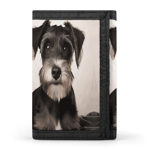 HJKBCV Niedliche Schnauzer-Geldbörse mit dreifach gefaltetem Kreditkartenfach, tragbar, Outdoor-Sportgeldbörse, Münzgeldbörse mit Ausweisfenster für Männer und Frauen, Stil, Einheitsgröße, Stil:, von HJKBCV