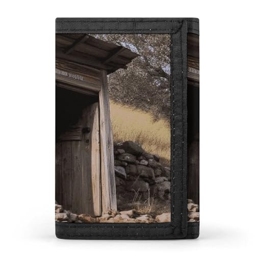 HJKBCV Old Ancient Outhouse dreifach gefaltete Geldbörse, Kreditkartenbörse, tragbar, Outdoor-Sport, Geldbörse, Münzgeldbörse mit Ausweisfenster, für Männer und Frauen, Stil, Einheitsgröße, Stil:, von HJKBCV