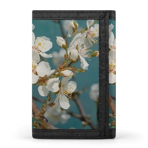 HJKBCV Portemonnaie mit dreifach gefalteten Blassweißen Blumen, Kreditkartenbörse, tragbar, Outdoor-Sport, Geldbörse, Münzgeldbörse mit Ausweisfenster, für Männer und Frauen, Stil, Einheitsgröße, von HJKBCV