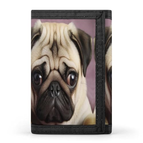 HJKBCV Pug Trifold Wallet Credit Card Purse Portable Outdoor Sports Wallets Pocket Coin Wallet with ID Window for Men Women, style, One Size, Stil:, Einheitsgröße von HJKBCV
