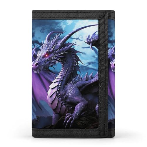 HJKBCV Purple Dragon Purple Moon Trifold Wallet Credit Card Purse Portable Outdoor Sports Wallets Pocket Coin Wallet with ID Window for Men Women, Style, One Size, Stil:, Einheitsgröße von HJKBCV