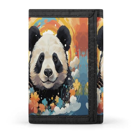 HJKBCV Rainbow Cartoon Panda Trifold Wallet Credit Card Purse Portable Outdoor Sports Wallets Pocket Coin Wallet with ID Window for Men Women, Style, One Size, Stil:, Einheitsgröße von HJKBCV
