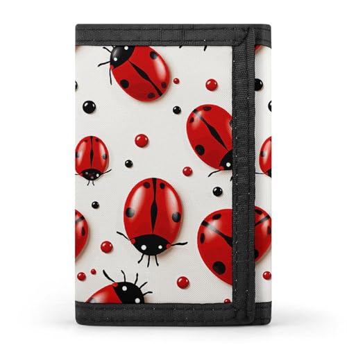 HJKBCV Red Ladybug Trifold Wallet Credit Card Purse Portable Outdoor Sports Wallets Pocket Coin Wallet with ID Window for Men Women, style, One Size, Stil:, Einheitsgröße von HJKBCV