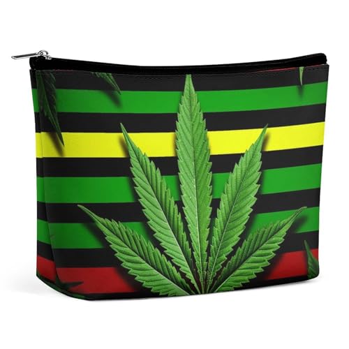 HJKBCV Reise-Make-up-Tasche aus PU-Leder mit Unkrautmuster, Mini-Tasche, Kosmetiktasche für Damen, tragbarer Handtaschen-Verschluss, Organizer, Make-up-Kulturbeutel, Stil, Einheitsgröße, Stil:, von HJKBCV