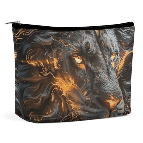 HJKBCV Reise-Make-up-Tasche mit Löwe mit Feuer, Mini-Tasche, Kosmetiktasche für Damen, tragbarer Handtaschen-Verschluss, Organizer, Make-up-Kulturbeutel, Stil, Einheitsgröße, Stil:, Einheitsgröße von HJKBCV