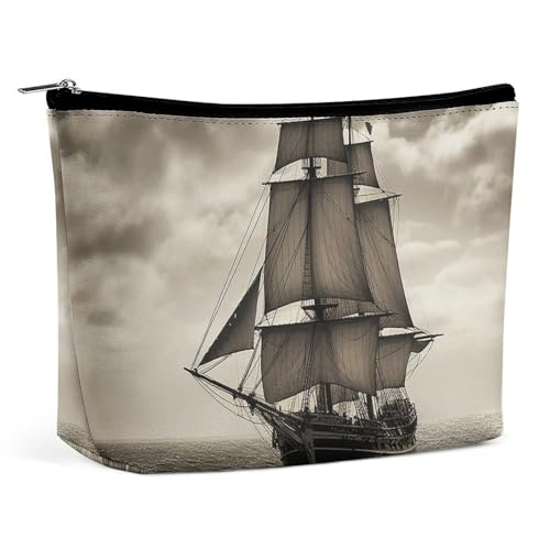 HJKBCV Reise-Make-up-Tasche mit nautischem Segel-Piraten-Motiv, Mini-Tasche, Kosmetiktasche für Damen, tragbarer Handtaschen-Verschluss, Organizer, Make-up-Kulturbeutel, Stil, Einheitsgröße, Stil:, von HJKBCV