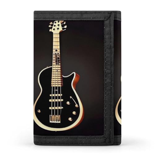 HJKBCV Schwarze Gitarren-Geldbörse, dreifach gefaltet, Kreditkarten-Geldbörse, tragbar, Outdoor-Sport, Geldbörse, Münzgeldbörse mit Ausweisfenster, für Männer und Frauen, Stil, Einheitsgröße, Stil:, von HJKBCV