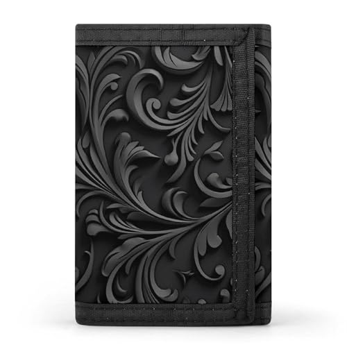 HJKBCV Schwarze dreifach gefaltete Geldbörse für Kreditkarten, tragbar, Outdoor-Sport, Geldbörse, Münzgeldbörse mit Ausweisfenster, für Männer und Frauen, Stil, Einheitsgröße, Stil:, Einheitsgröße von HJKBCV