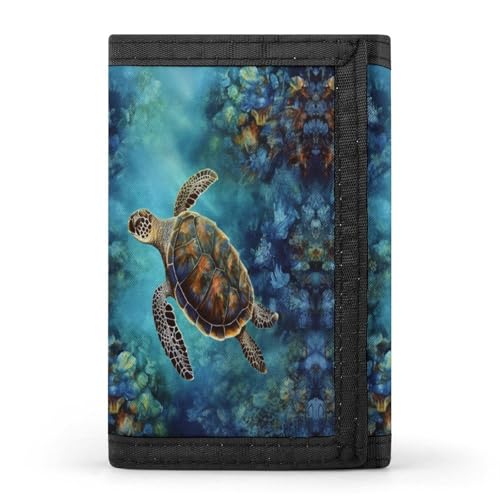 HJKBCV Sea Turtle Trifold Wallet Credit Card Purse Portable Outdoor Sports Wallets Pocket Coin Wallet with ID Window for Men Women, style, One Size, Stil:, Einheitsgröße von HJKBCV