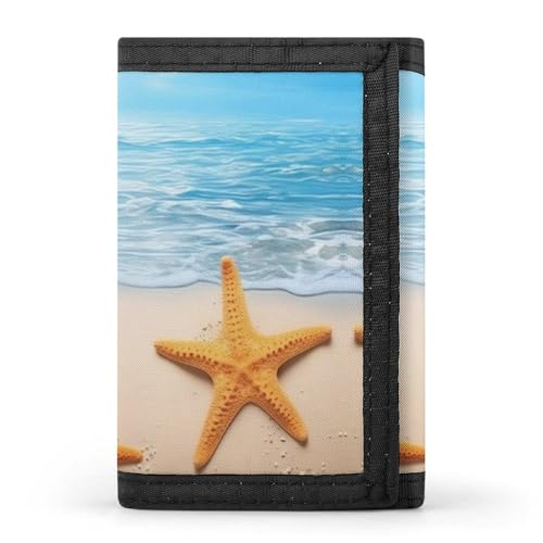 HJKBCV Summer Seestern Trifold Wallet Credit Card Purse Portable Outdoor Sports Wallets Pocket Coin Wallet with ID Window for Men Women, style, One Size, Stil:, Einheitsgröße von HJKBCV