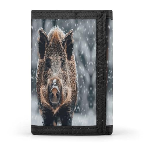 HJKBCV Wild Boar Trifold Wallet Credit Card Purse Portable Outdoor Sports Wallets Pocket Coin Wallet with ID Window for Men Women, Style, One Size, Stil:, Einheitsgröße von HJKBCV