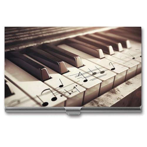 Klaviertasten mit Musiknoten, Metall, Visitenkartenetui für Männer und Frauen, schlanke Tasche, Geldbörse, mehrere Brieftaschen, professioneller Kartenhalter für Namenskarte, Kreditkarte, Stil, von HJKBCV