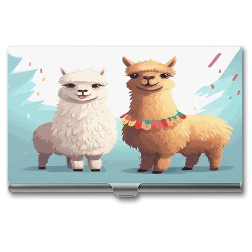 Llama Alpaka Metall Visitenkartenetui für Männer Frauen Slim Pocket Geldbörse Multi Wallet Professionelle Pocket Card Holder für Namenskarte Kreditkarte Stil Einheitsgröße, Stil:, Einheitsgröße von HJKBCV