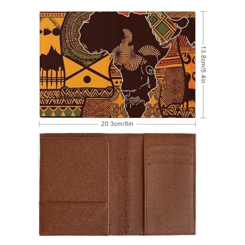 PU-Schutzhülle für Kreditkarten, Damen, Herren, afrikanische Karte, ethnisches Muster, wasserdicht, Reisebrieftasche, stilvolle Reisepasshülle, schlankes Reisepassetui für Kartenhalter, Reisezubehör, von HJKBCV