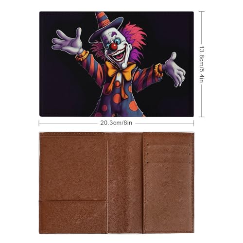 PU-Schutzhülle für Kreditkarten, Damen, Herren, niedlicher Cartoon-Clown, wasserdicht, Reisebrieftasche, stilvolle Reisepasshülle, schlankes Reisepassetui für Kartenhalter, Reisezubehör, Stil, 20,3 x von HJKBCV