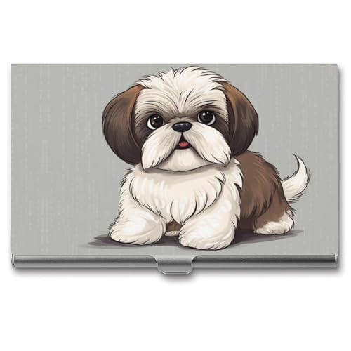 Shih Tzu Hund Metall Visitenkartenetui für Männer Frauen Slim Pocket Geldbörse Multi Wallet Professionelle Tasche Kartenhalter für Namenskarte Kreditkarte Stil Einheitsgröße, Stil:, Einheitsgröße von HJKBCV