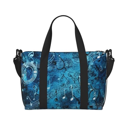 Sportbeutel, klein, Monarch-Schmetterlinge, Seesack, Übernachtungstasche mit Schuhfach, Tragetasche für Damen und Herren, Blaue Musiknoten, Einheitsgröße von HJKBCV