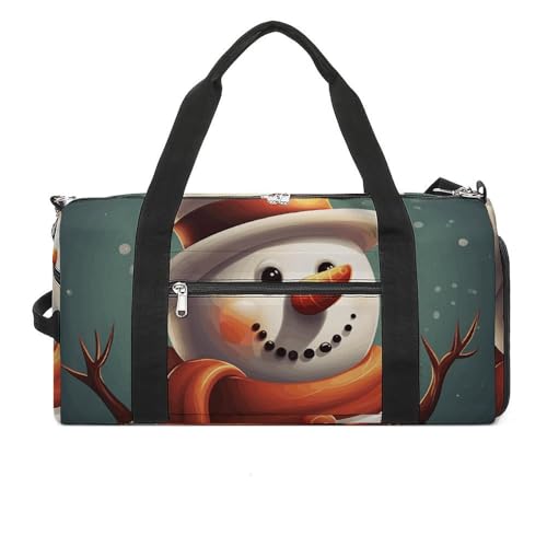 Sportbeutel, klein, Orang-Utan-Gesicht, Seesack, Übernachtungstasche mit Schuhfach, Tragetasche für Damen und Herren, Weihnachts-Schneemann, Einheitsgröße, Art déco von HJKBCV