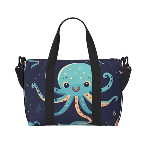 Sportbeutel, klein, Pomeranian Duffel Bag, Übernachtungstasche mit Schuhfach, Handgepäcktasche für Damen und Herren, Cartoon-Oktopus, Einheitsgröße von HJKBCV