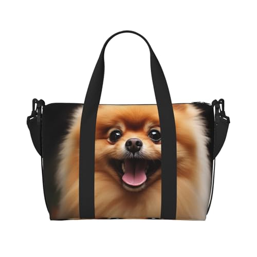 Sportbeutel, klein, Pomeranian Duffel Bag, Übernachtungstasche mit Schuhfach, Handgepäcktasche für Damen und Herren, Pommern, Einheitsgröße von HJKBCV