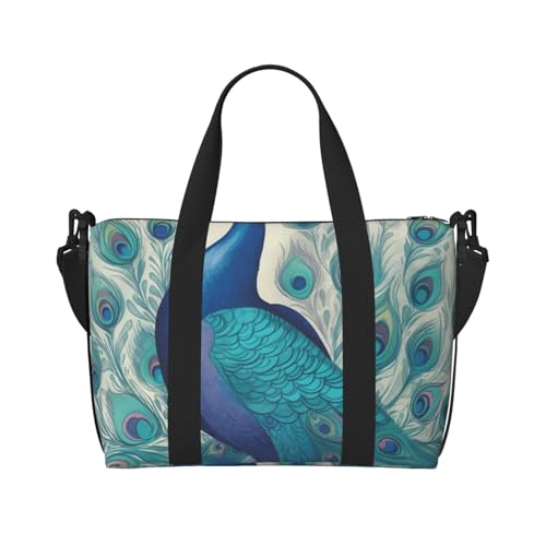 Sportbeutel, klein, Wald, Waschbärtiere, Seesack, Übernachtungstasche, mit Schuhfach, Tragetasche für Damen und Herren, Süßer Pfau., Einheitsgröße von HJKBCV