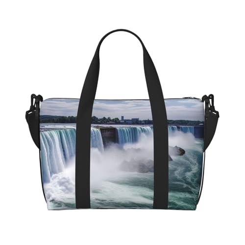 Sportbeutel, klein, gelb, Zwergspitz, Reisetasche, Übernachtungstasche mit Schuhfach, Tragetasche für Damen und Herren, Niagara-Fälle, Einheitsgröße von HJKBCV