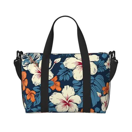 Sportbeutel, klein, lila, Schmetterling und Blumen, Reisetasche mit Schuhfach, für Damen und Herren, Hawaii Blume, Einheitsgröße von HJKBCV