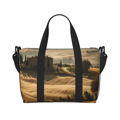 Sportbeutel, klein, lila, Schmetterling und Blumen, Reisetasche mit Schuhfach, für Damen und Herren, Landschaft in der Toskana, Einheitsgröße von HJKBCV