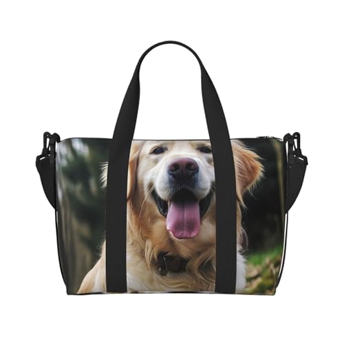 Sportbeutel, klein, lila, Schmetterling und Blumen, Reisetasche mit Schuhfach, für Damen und Herren, Lustiger Golden Retriever, Einheitsgröße von HJKBCV