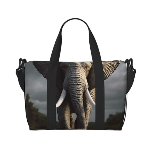 Sportbeutel, klein, niedlich, Strauß, Seesack, Übernachtungstasche mit Schuhfach, Tragetasche für Damen und Herren, 3D-Elefant, Einheitsgröße von HJKBCV