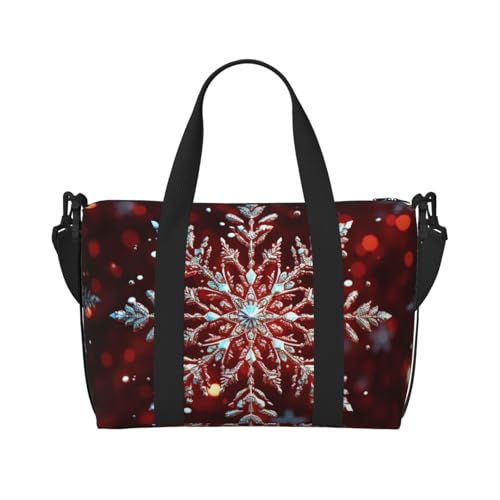 Sporttasche, klein, bunt, Musiknoten, Seesack, Übernachtungstasche mit Schuhfach, Tragetasche für Damen und Herren, Weihnachts-Schneeflocke, Einheitsgröße von HJKBCV