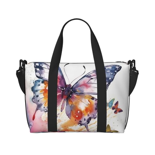 Sporttasche, klein, fünf niedliche Pinguine, Reisetasche mit Schuhfach, Tragetasche für Damen und Herren, Aquarell Schmetterling, Einheitsgröße von HJKBCV