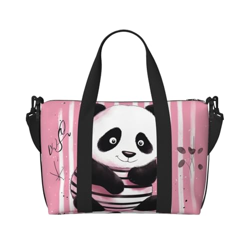 Sporttasche, klein, fünf niedliche Pinguine, Reisetasche mit Schuhfach, Tragetasche für Damen und Herren, Gestreifter Panda, Einheitsgröße von HJKBCV
