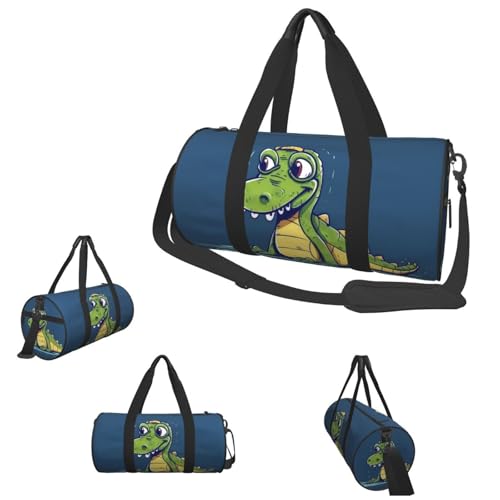 Sporttasche, kleine Cartoon-Krokodil-Reisetasche, Übernachtungstasche mit Schuhfach, Tragetasche für Damen und Herren, Cartoon-Krokodil, Einheitsgröße von HJKBCV