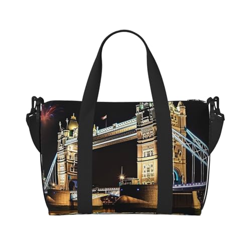 Sporttasche, kleine Farbe, Eulenmuster, Reisetasche mit Schuhfach, Tragetasche für Damen und Herren, Night London Tower Bridge, Einheitsgröße von HJKBCV