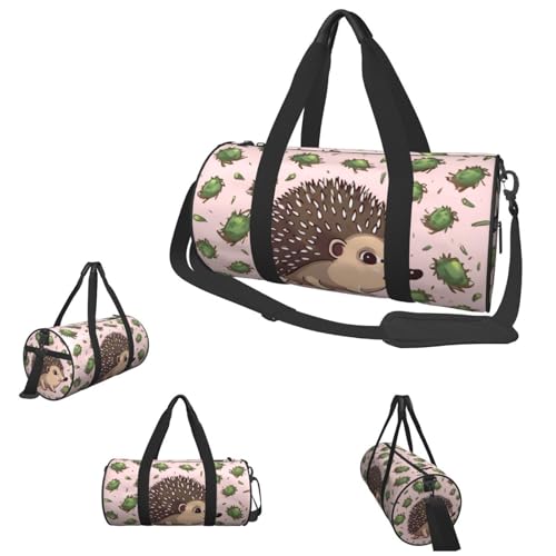 Sporttasche, kleine Löwe, schwarz und weiß, Illustration, Seesack, Übernachtungstasche mit Schuhfach, Tragetasche für Damen und Herren, Cartoon-Igel, Einheitsgröße von HJKBCV