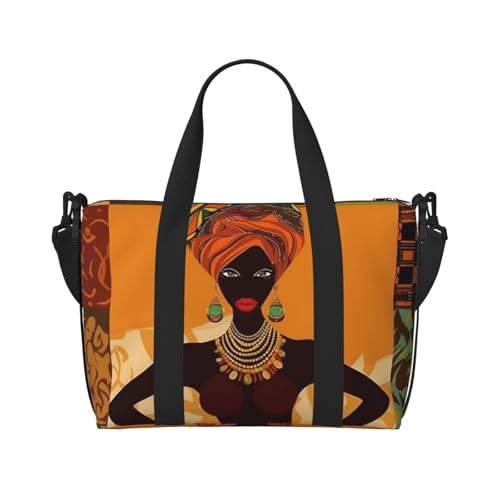 Sporttasche, kleine Make-up-Muster, Reisetasche, Übernachtungstasche, mit Schuhfach, Tragetasche für Damen und Herren, Afrikanische Frau, Einheitsgröße von HJKBCV