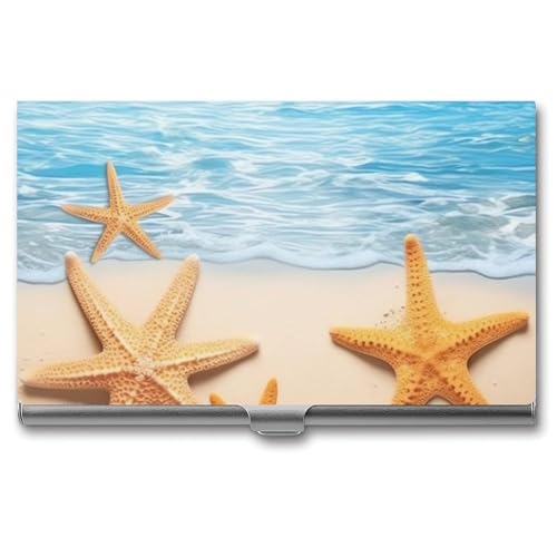Summer Seestern Metall Visitenkartenetui für Männer Frauen Slim Pocket Geldbörse Multi Wallet Professional Pocket Card Holder für Namenskarte Kreditkarte, Stil, Einheitsgröße, Stil:, Einheitsgröße von HJKBCV