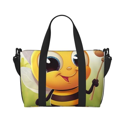 Turnbeutel, klein, Baseball auf Holz, Seesack, Übernachtungstasche mit Schuhfach, Handgepäcktasche für Damen und Herren, Honigtier, Einheitsgröße von HJKBCV