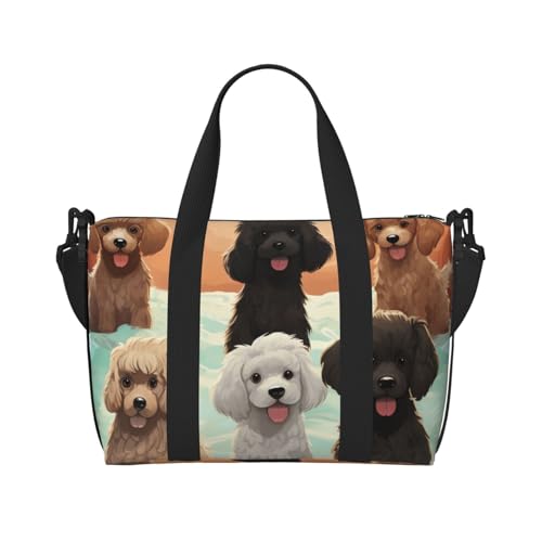 Turnbeutel, klein, Baseball auf Holz, Seesack, Übernachtungstasche mit Schuhfach, Handgepäcktasche für Damen und Herren, Pudelhunde, Einheitsgröße von HJKBCV