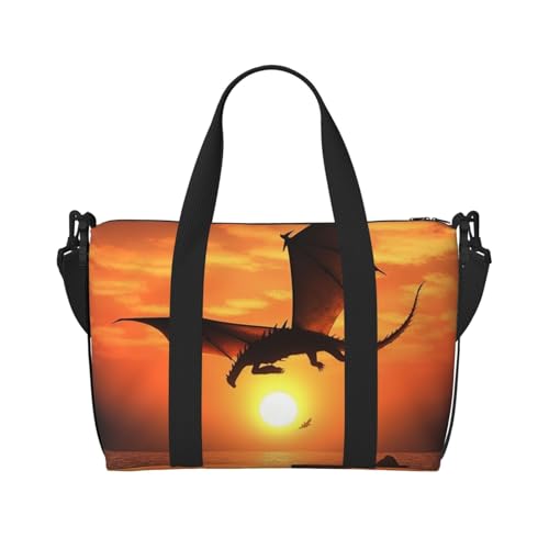Turnbeutel, klein, Baseball auf Holz, Seesack, Übernachtungstasche mit Schuhfach, Handgepäcktasche für Damen und Herren, Sea Sunset Flying Dragon, Einheitsgröße von HJKBCV