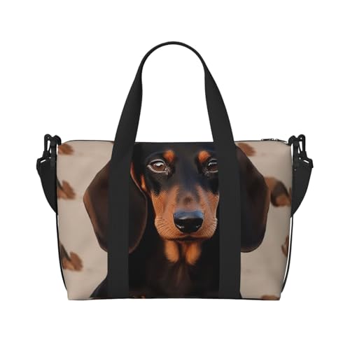 Turnbeutel, klein, Büffelkaro, kariert, Seesack, Übernachtungstasche mit Schuhfach, Tragetasche für Damen und Herren, Dackel Hund, Einheitsgröße von HJKBCV