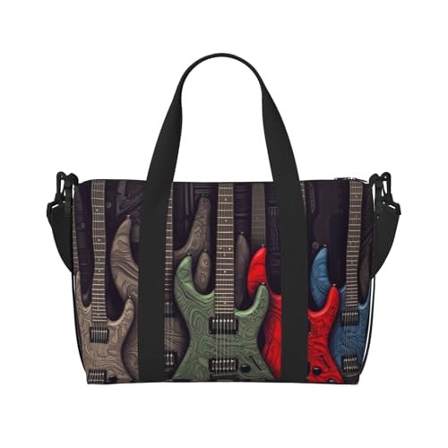 Turnbeutel, klein, Golden Retriever, Seesack, Übernachtungstasche mit Schuhfach, Tragetasche für Damen und Herren, Gitarrenmuster, Einheitsgröße von HJKBCV