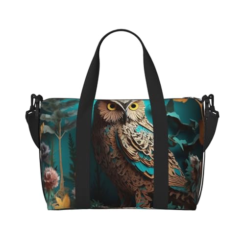 Turnbeutel, klein, Golden Retriever, Seesack, Übernachtungstasche mit Schuhfach, Tragetasche für Damen und Herren, eule, Einheitsgröße von HJKBCV
