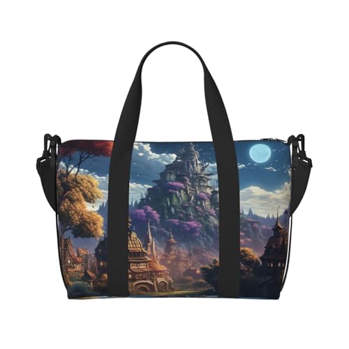 Turnbeutel, klein, Stiefmütterchen, Perfektion, Seesack, Übernachtungstasche mit Schuhfach, Tragetasche für Damen und Herren, Fantasy Town, Einheitsgröße von HJKBCV
