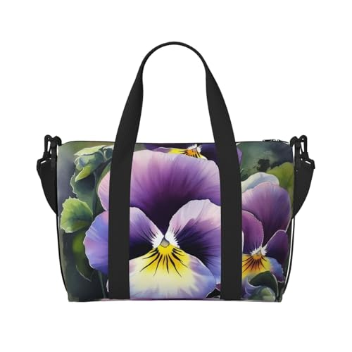 Turnbeutel, klein, Stiefmütterchen, Perfektion, Seesack, Übernachtungstasche mit Schuhfach, Tragetasche für Damen und Herren, Stiefmütterchen Perfection, Einheitsgröße von HJKBCV